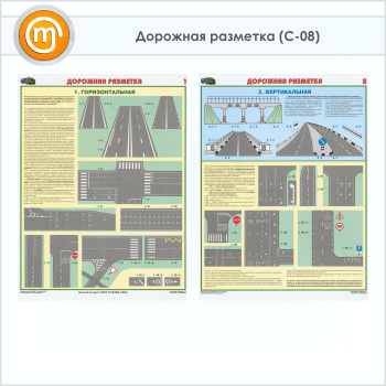 Плакаты «Дорожная разметка» (С-08, ламинированная бумага, А2, 2 листа)