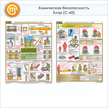 Плакаты «Химическая безопасность. Хлор» (С-60, ламинированная бумага, А2, 2 листа)